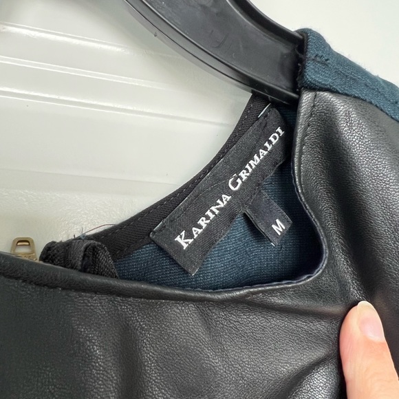 Blue/Green Cocktail Dress with Leather Detail - Picture 3 of 3